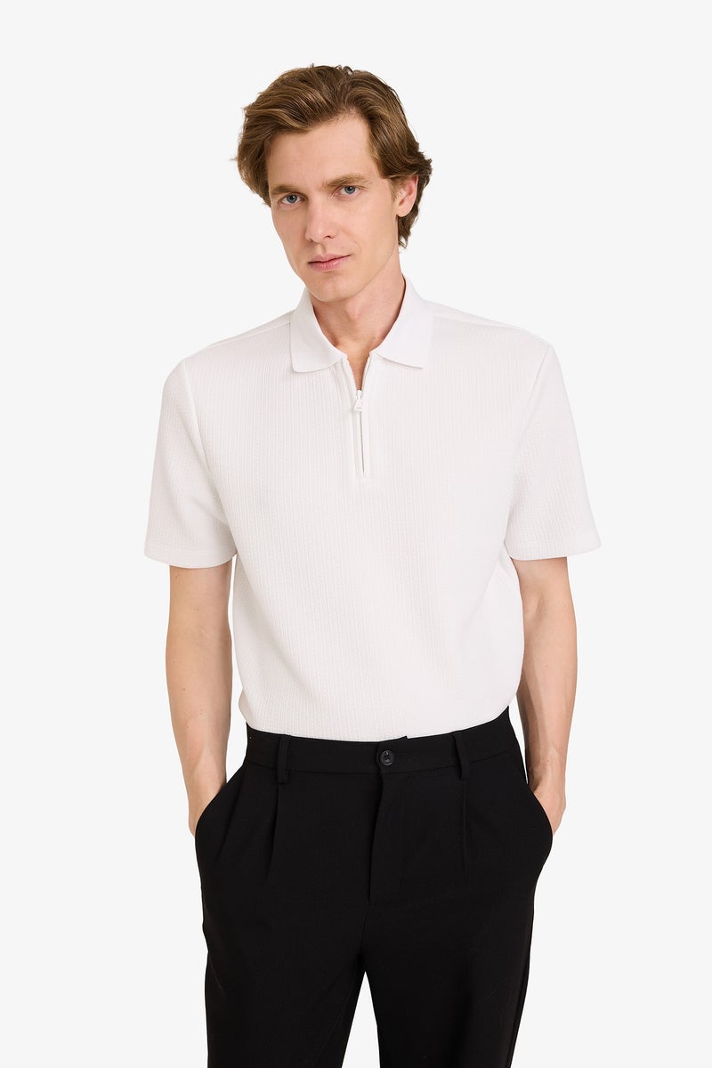 DeFacto White Man Regular Fit Short Sleeve Polo T-Shirt Casual - Image 3